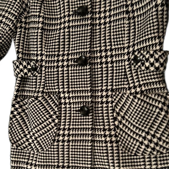 Black and White Houndstooth Button Up Long Jacket Coat / XL * - Picture 2 of 4